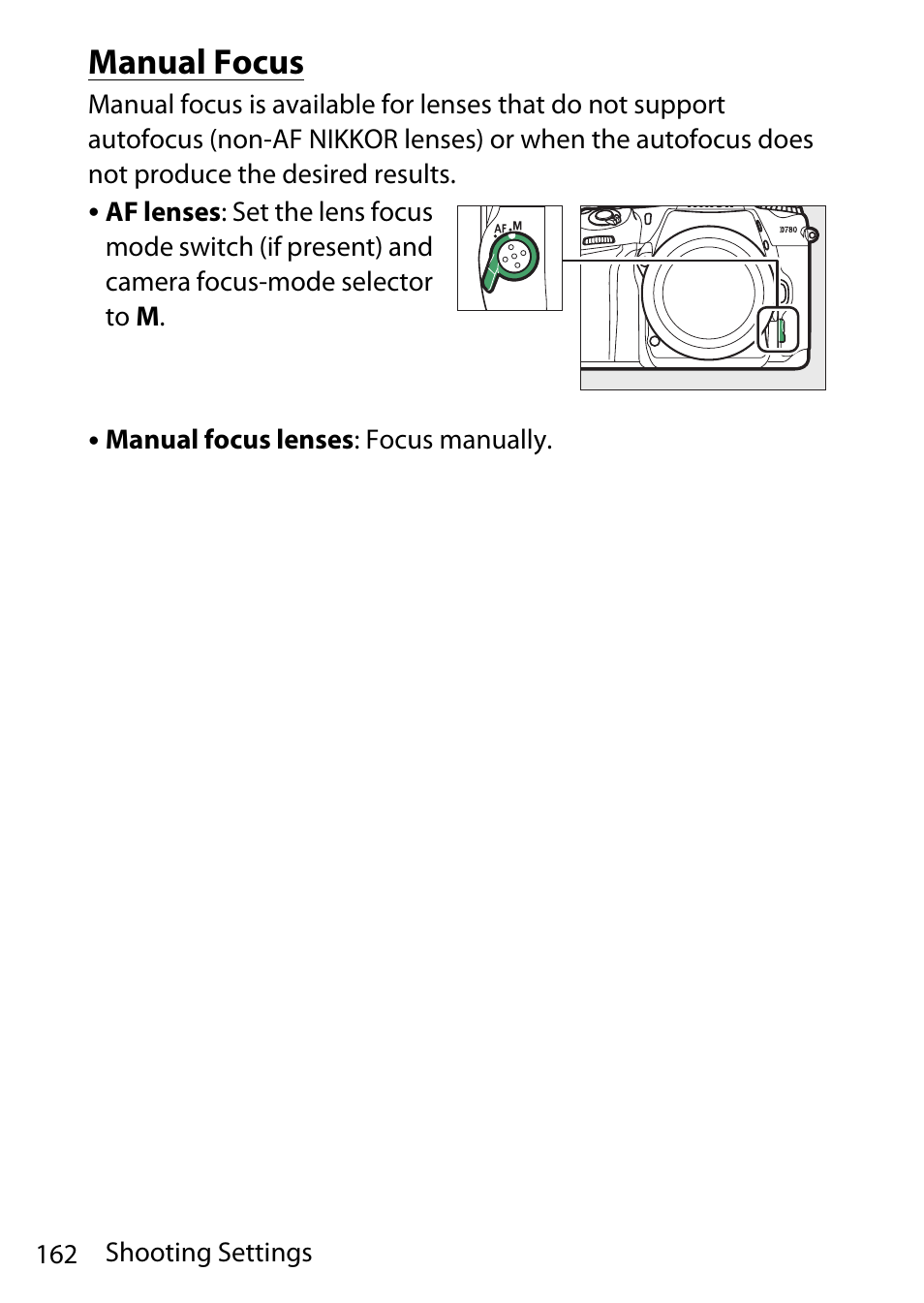 Manual focus | Nikon D780 DSLR Camera (Body Only) User Manual | Page 208 / 944