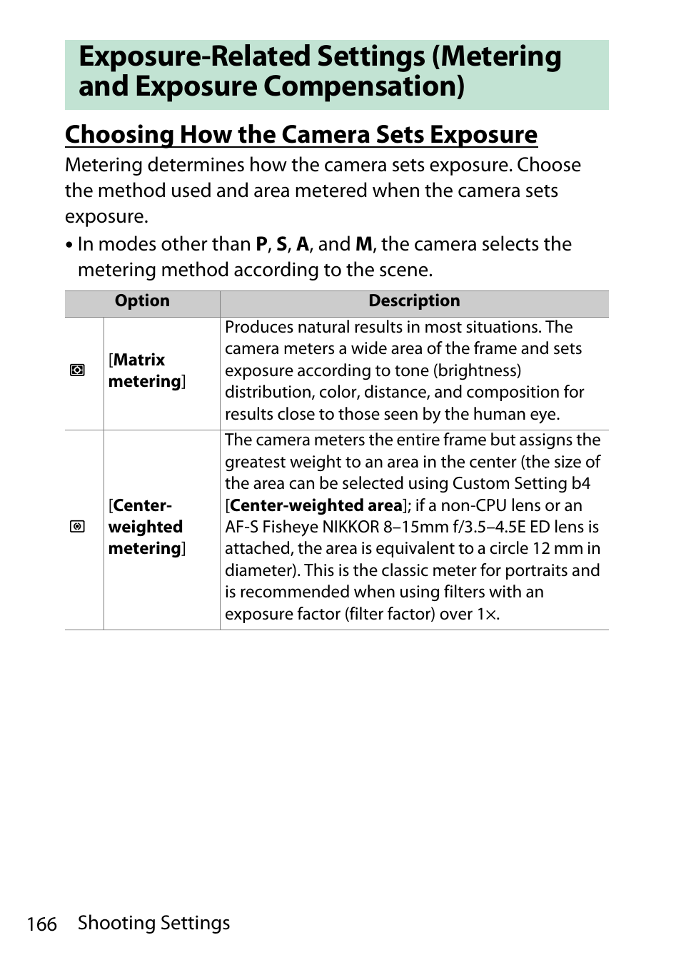 Choosing how the camera sets exposure | Nikon D780 DSLR Camera (Body Only) User Manual | Page 212 / 944