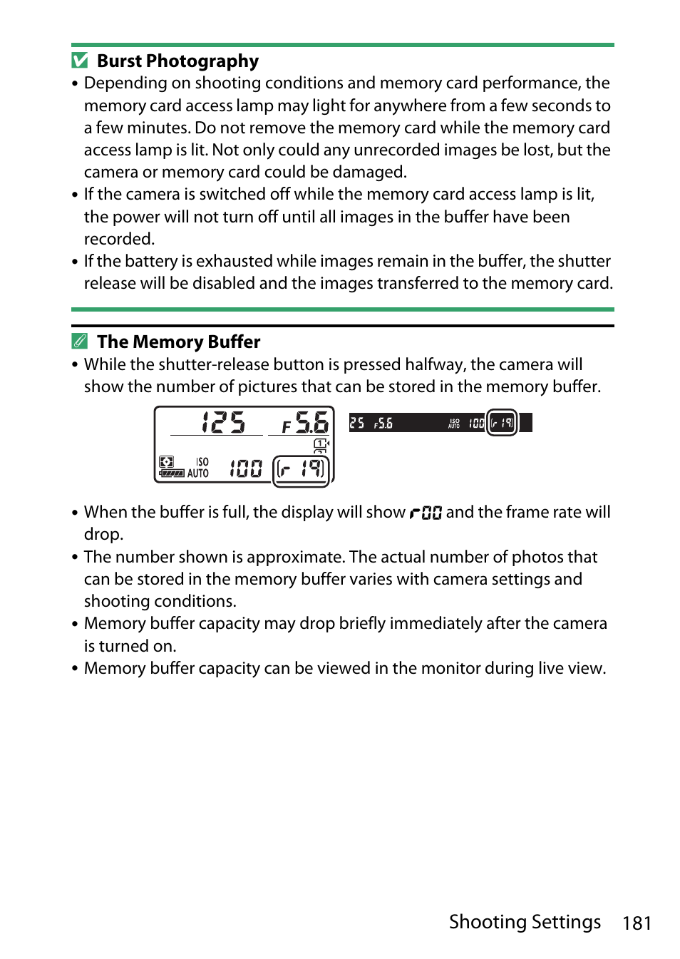 181 shooting settings | Nikon D780 DSLR Camera (Body Only) User Manual | Page 227 / 944