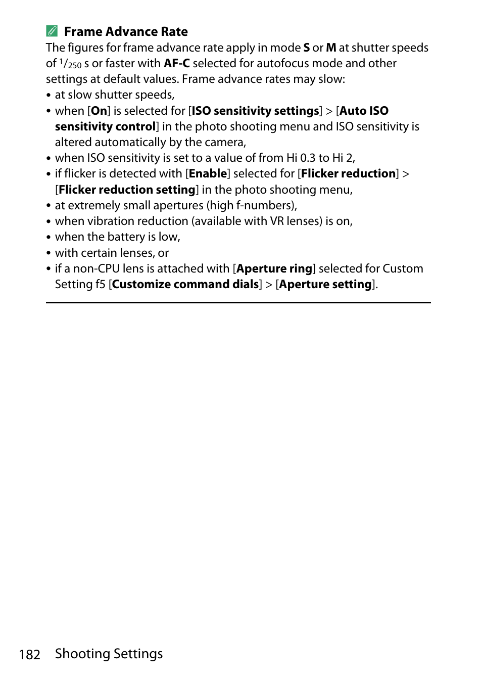 182 shooting settings | Nikon D780 DSLR Camera (Body Only) User Manual | Page 228 / 944