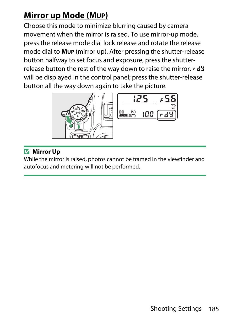 Mirror up mode (mup), Mirror up mode (m | Nikon D780 DSLR Camera (Body Only) User Manual | Page 231 / 944