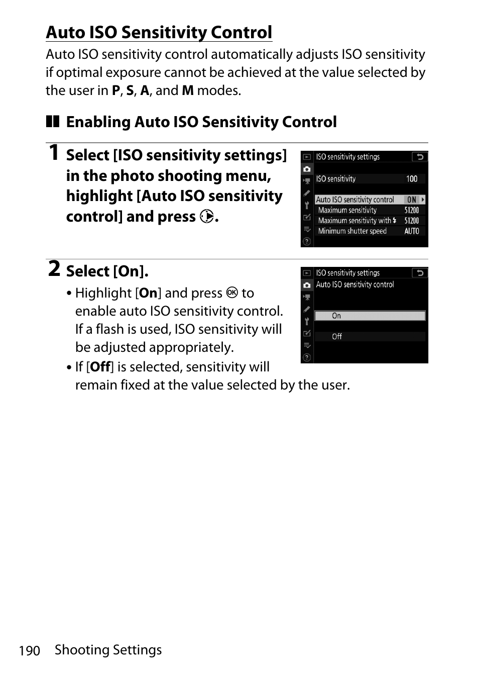 Auto iso sensitivity control | Nikon D780 DSLR Camera (Body Only) User Manual | Page 236 / 944