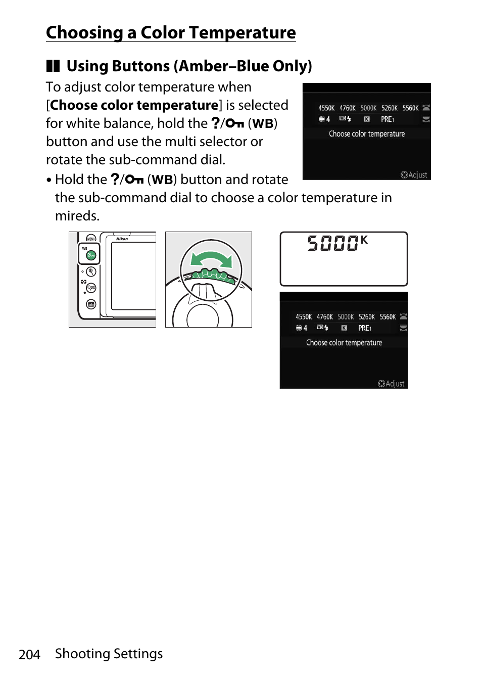 Choosing a color temperature | Nikon D780 DSLR Camera (Body Only) User Manual | Page 250 / 944