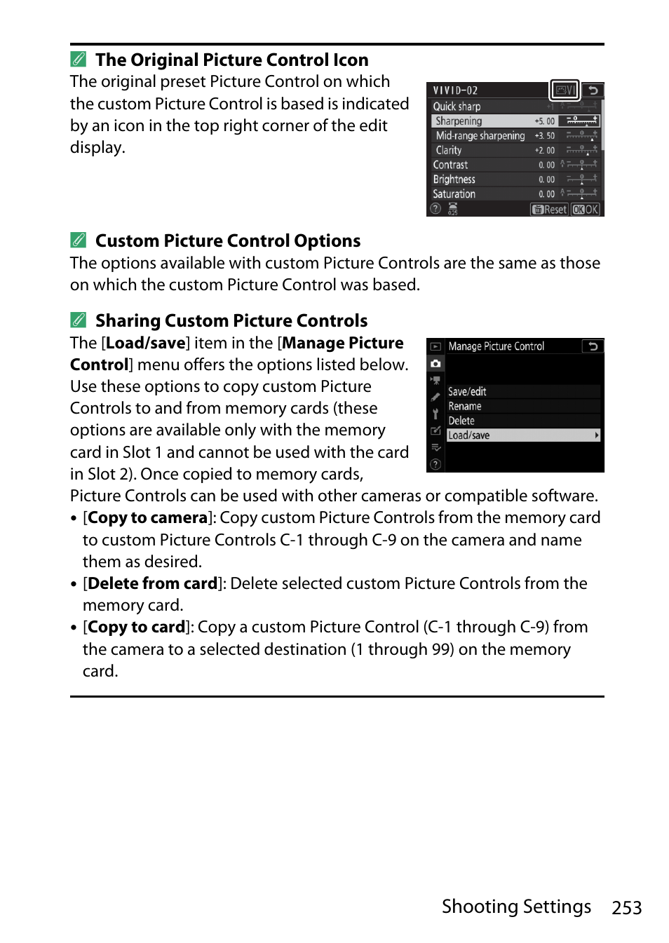 253 shooting settings | Nikon D780 DSLR Camera (Body Only) User Manual | Page 299 / 944