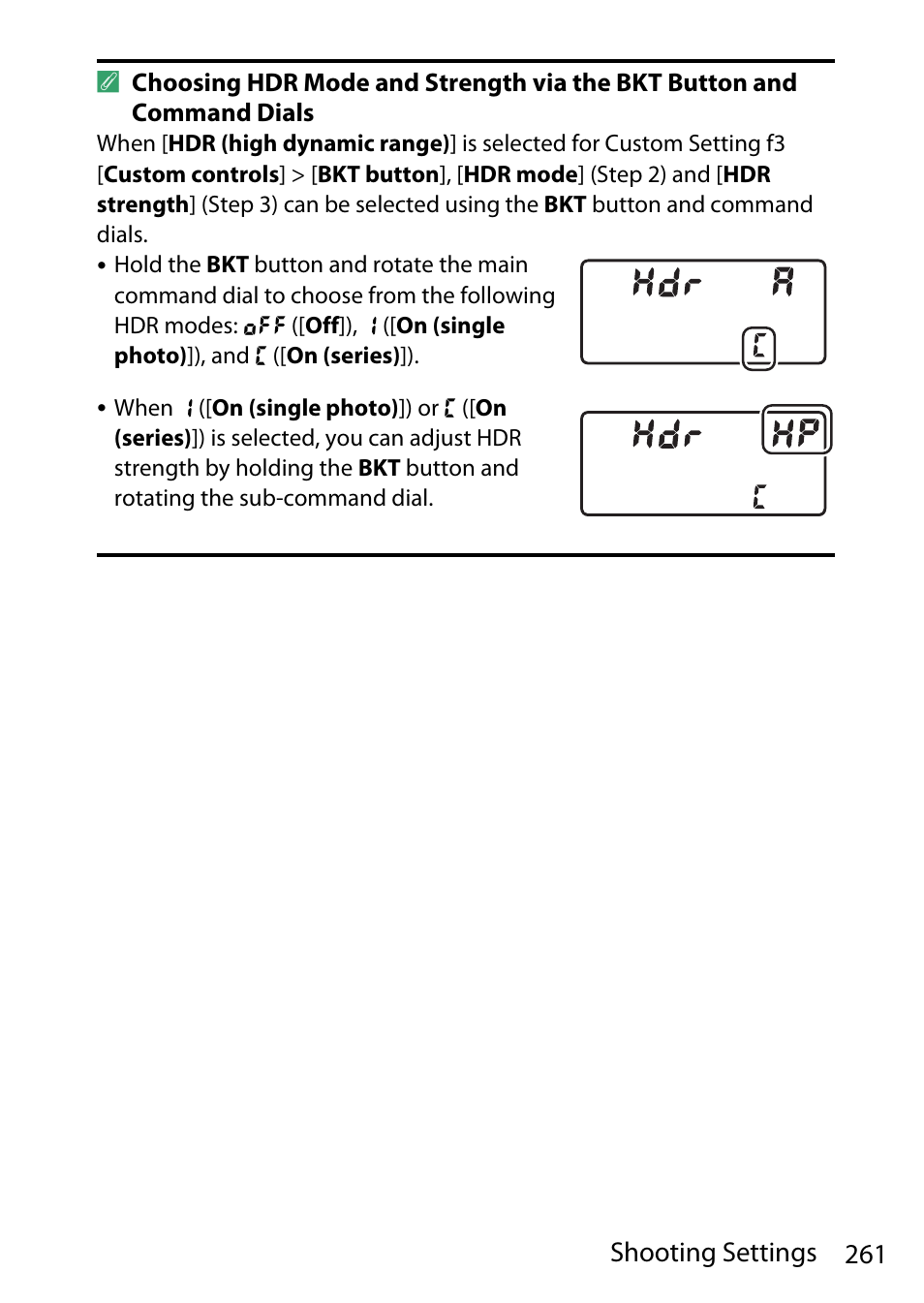 261 shooting settings | Nikon D780 DSLR Camera (Body Only) User Manual | Page 307 / 944