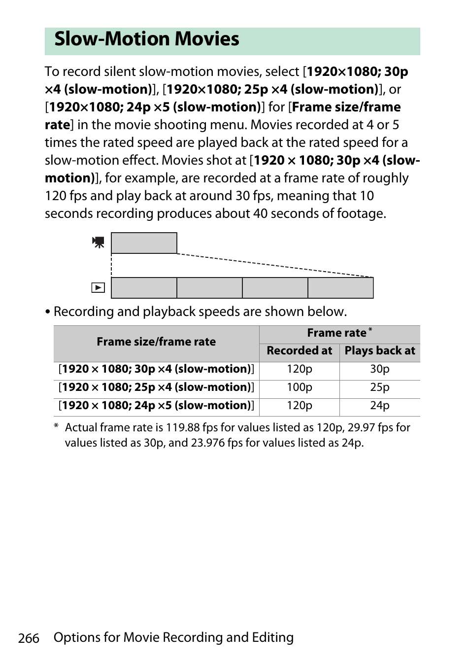 Slow-motion movies | Nikon D780 DSLR Camera (Body Only) User Manual | Page 312 / 944