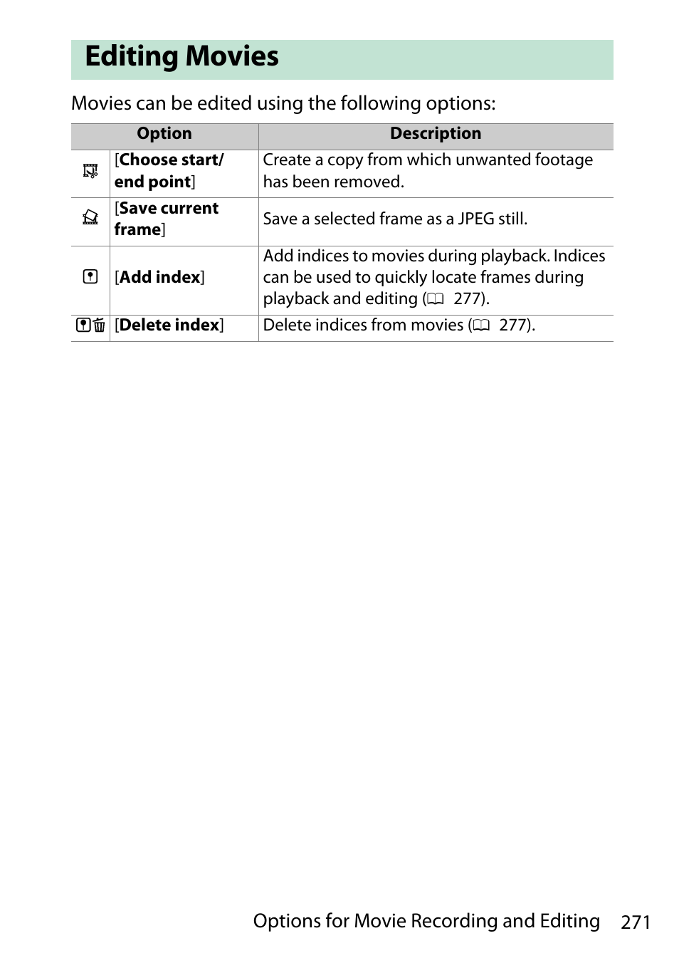 Editing movies | Nikon D780 DSLR Camera (Body Only) User Manual | Page 317 / 944