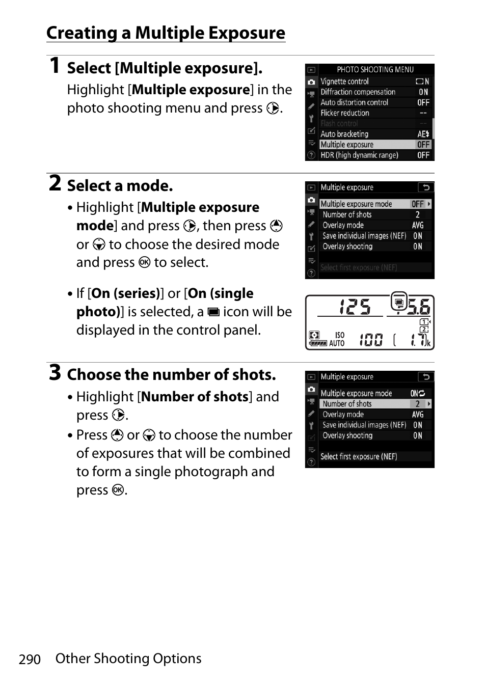 Creating a multiple exposure | Nikon D780 DSLR Camera (Body Only) User Manual | Page 336 / 944