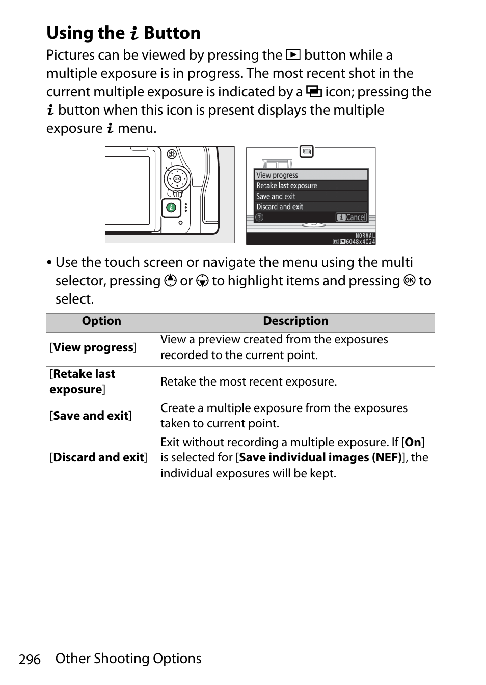 Using the i button | Nikon D780 DSLR Camera (Body Only) User Manual | Page 342 / 944