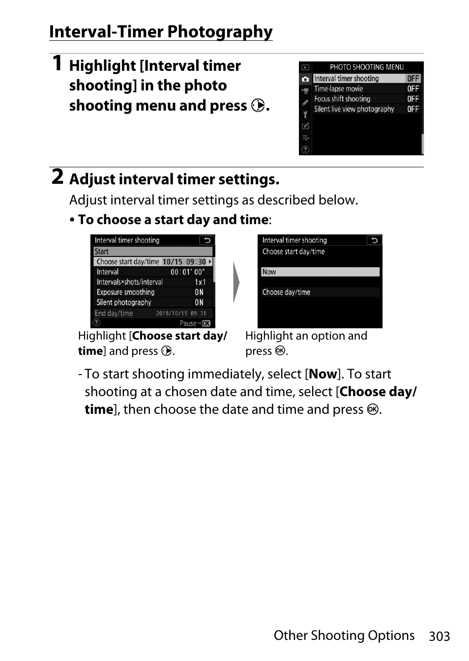 Interval-timer photography | Nikon D780 DSLR Camera (Body Only) User Manual | Page 349 / 944