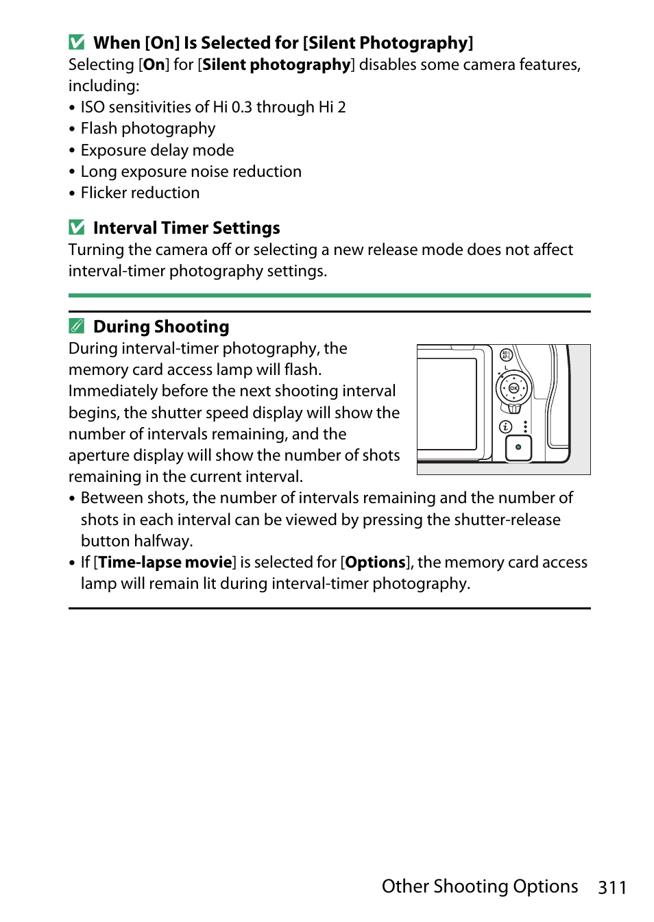 311 other shooting options | Nikon D780 DSLR Camera (Body Only) User Manual | Page 357 / 944