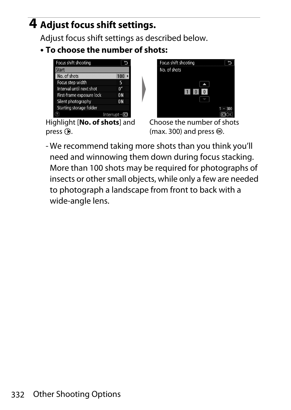 Adjust focus shift settings | Nikon D780 DSLR Camera (Body Only) User Manual | Page 378 / 944