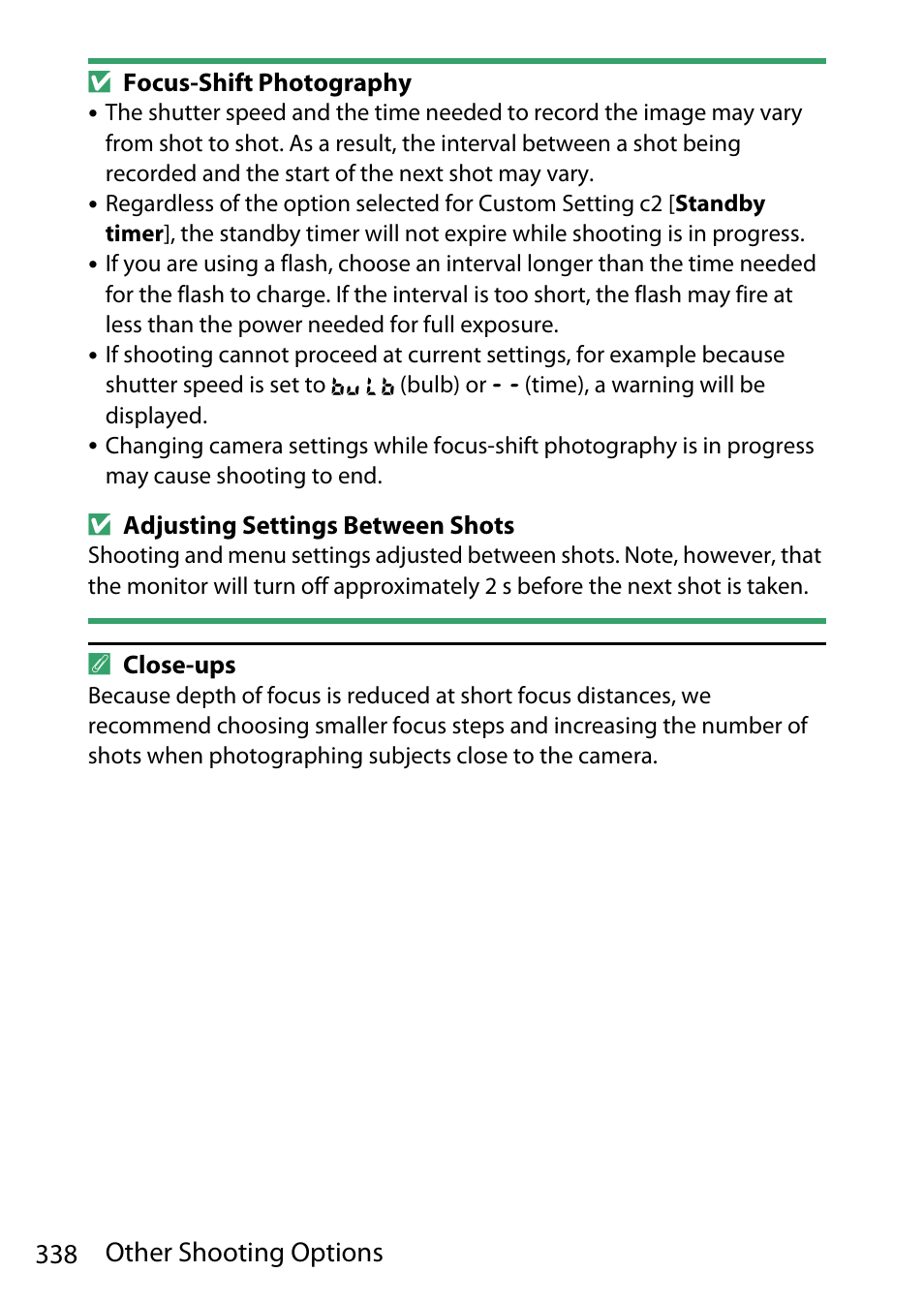 338 other shooting options | Nikon D780 DSLR Camera (Body Only) User Manual | Page 384 / 944