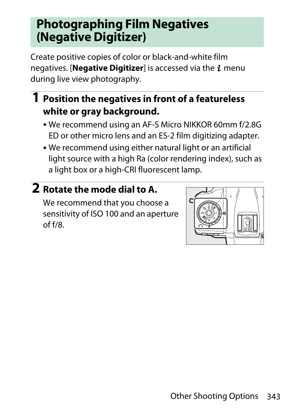 Photographing film negatives (negative digitizer) | Nikon D780 DSLR Camera (Body Only) User Manual | Page 389 / 944