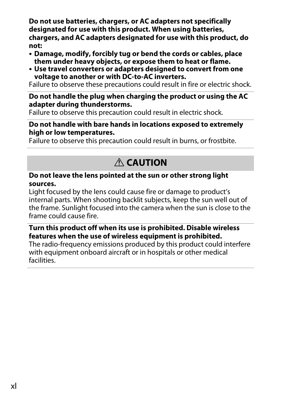 Caution | Nikon D780 DSLR Camera (Body Only) User Manual | Page 40 / 944