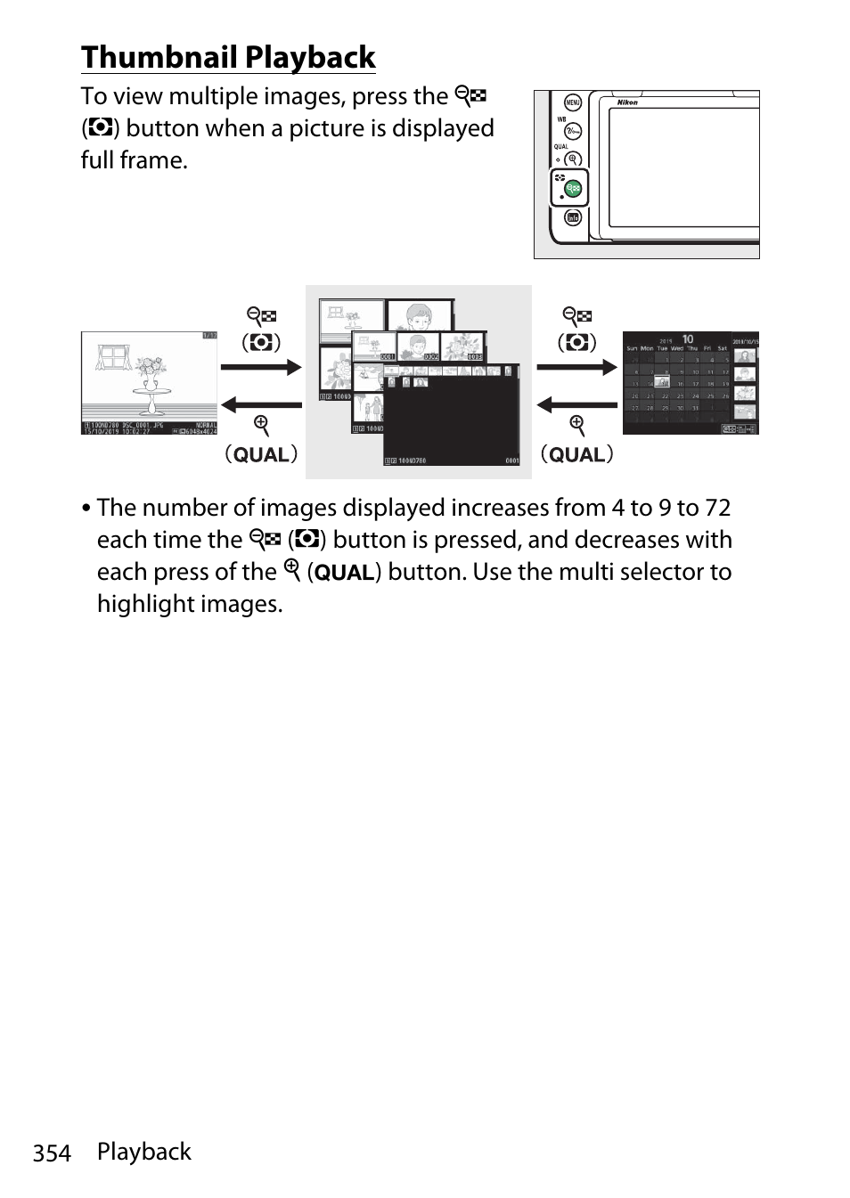 Thumbnail playback | Nikon D780 DSLR Camera (Body Only) User Manual | Page 400 / 944