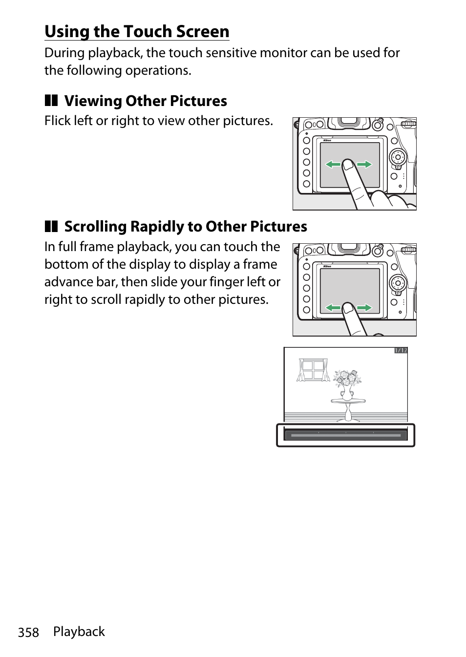 Using the touch screen | Nikon D780 DSLR Camera (Body Only) User Manual | Page 404 / 944