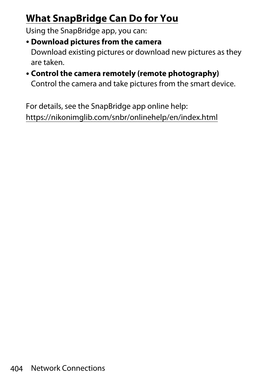 What snapbridge can do for you | Nikon D780 DSLR Camera (Body Only) User Manual | Page 450 / 944