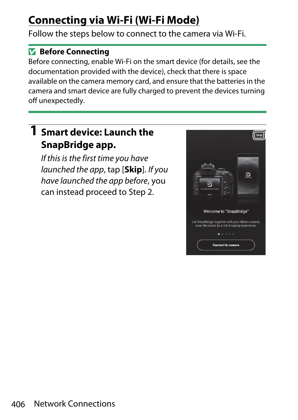 Connecting via wi-fi (wi-fi mode) | Nikon D780 DSLR Camera (Body Only) User Manual | Page 452 / 944