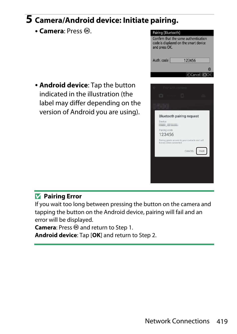 Camera/android device: initiate pairing | Nikon D780 DSLR Camera (Body Only) User Manual | Page 465 / 944