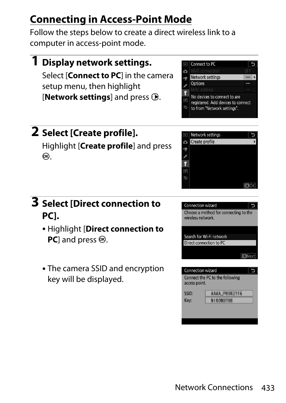 Connecting in access-point mode | Nikon D780 DSLR Camera (Body Only) User Manual | Page 479 / 944