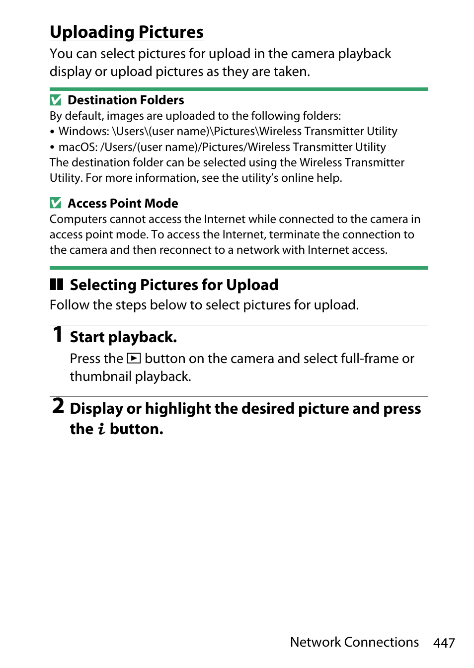 Uploading pictures | Nikon D780 DSLR Camera (Body Only) User Manual | Page 493 / 944