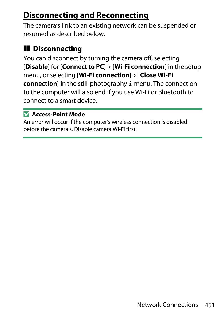 Disconnecting and reconnecting | Nikon D780 DSLR Camera (Body Only) User Manual | Page 497 / 944