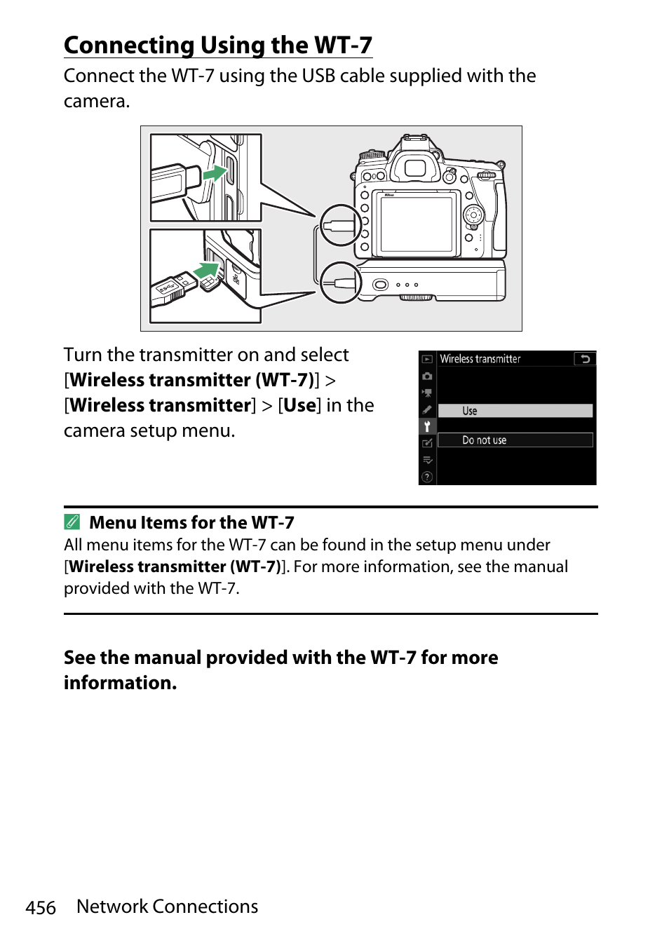 Connecting using the wt-7 | Nikon D780 DSLR Camera (Body Only) User Manual | Page 502 / 944