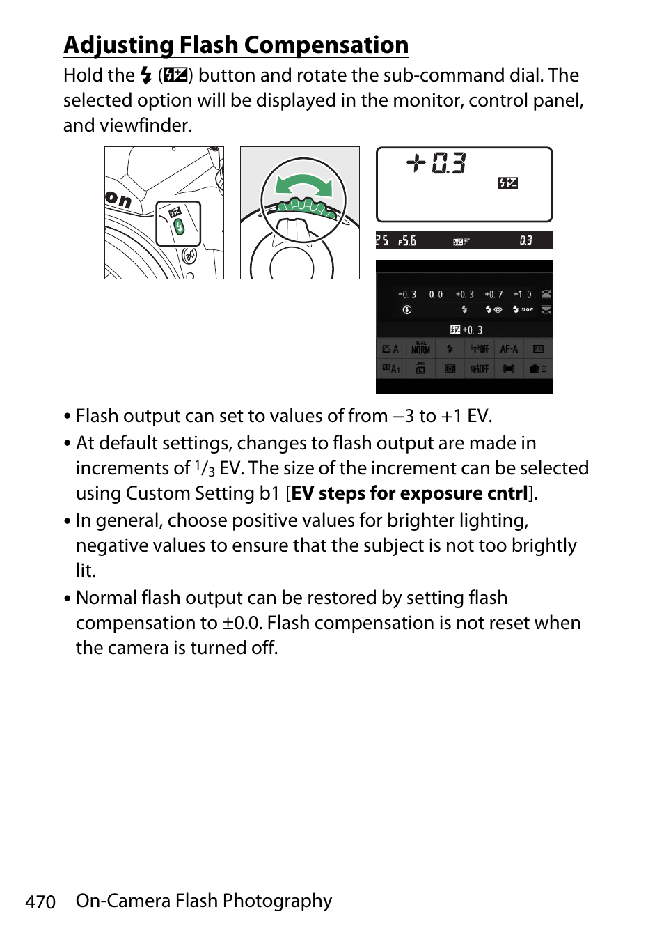 Adjusting flash compensation | Nikon D780 DSLR Camera (Body Only) User Manual | Page 516 / 944