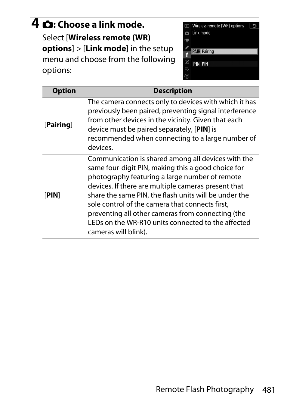 C: choose a link mode | Nikon D780 DSLR Camera (Body Only) User Manual | Page 527 / 944