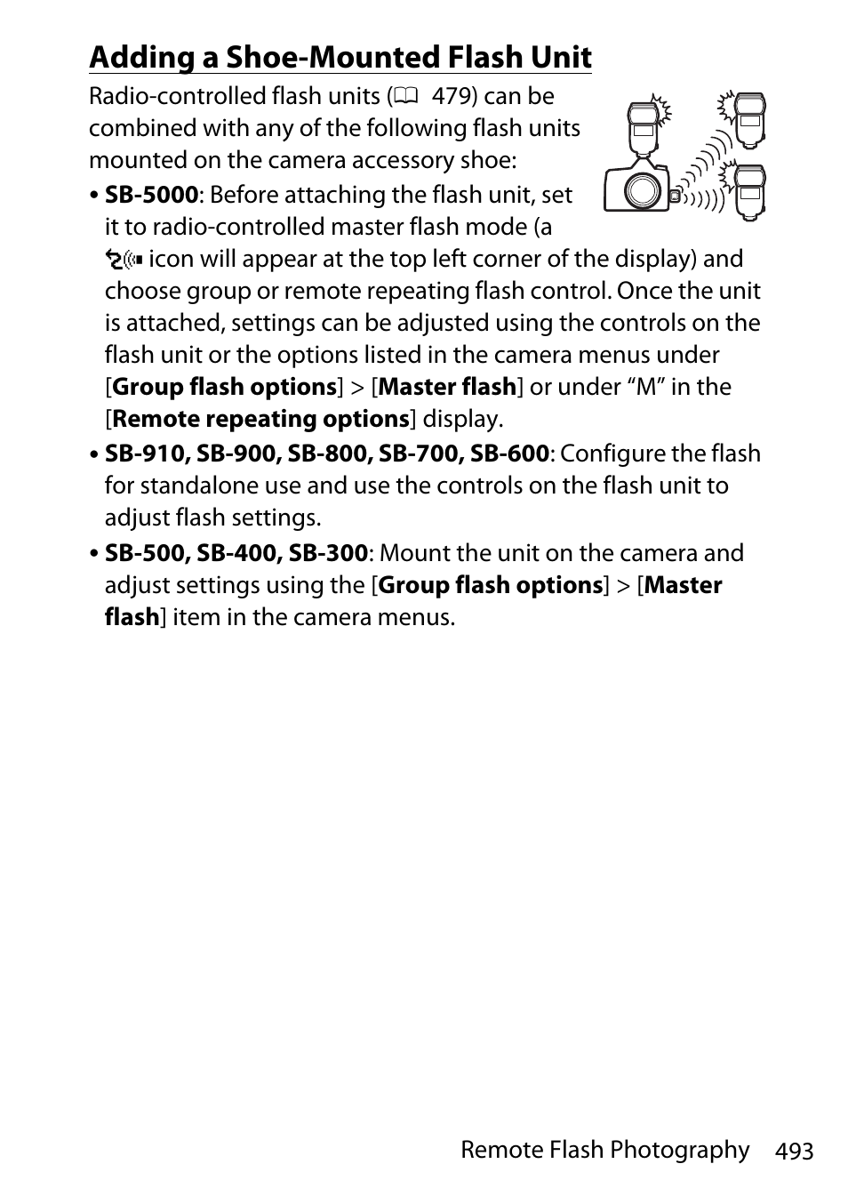 Adding a shoe-mounted flash unit | Nikon D780 DSLR Camera (Body Only) User Manual | Page 539 / 944