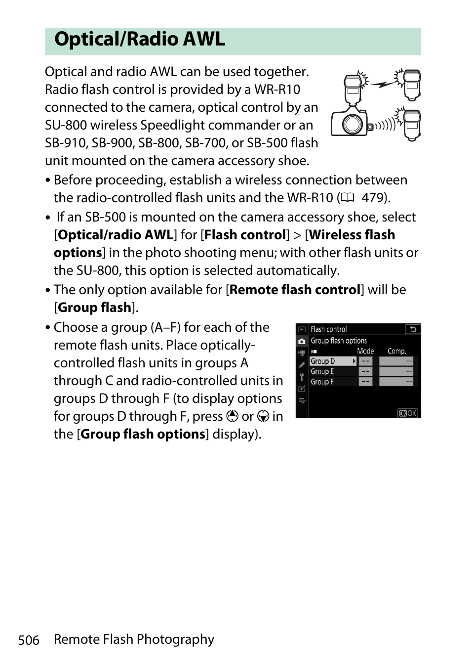 Optical/radio awl | Nikon D780 DSLR Camera (Body Only) User Manual | Page 552 / 944