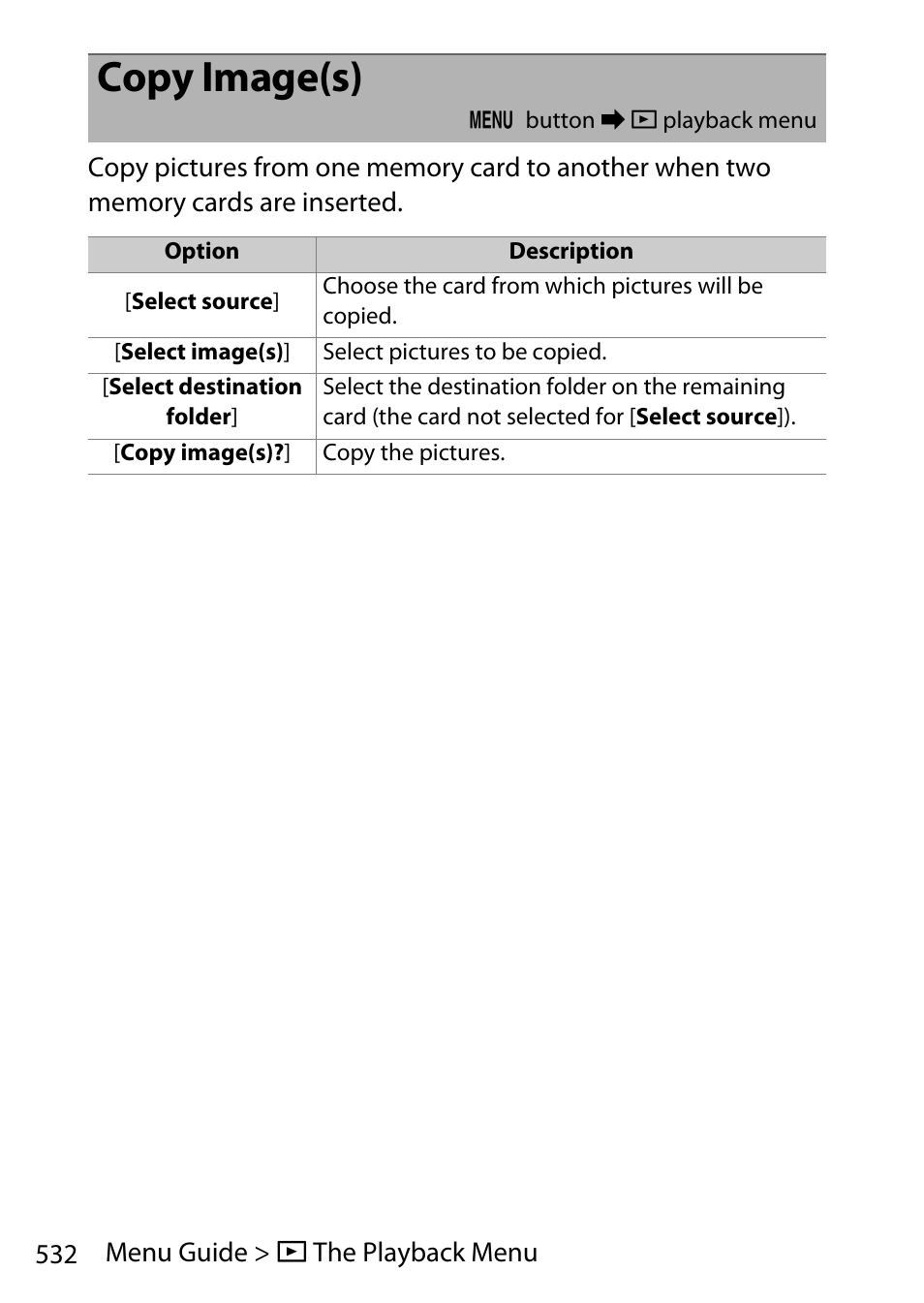 Copy image(s) | Nikon D780 DSLR Camera (Body Only) User Manual | Page 578 / 944