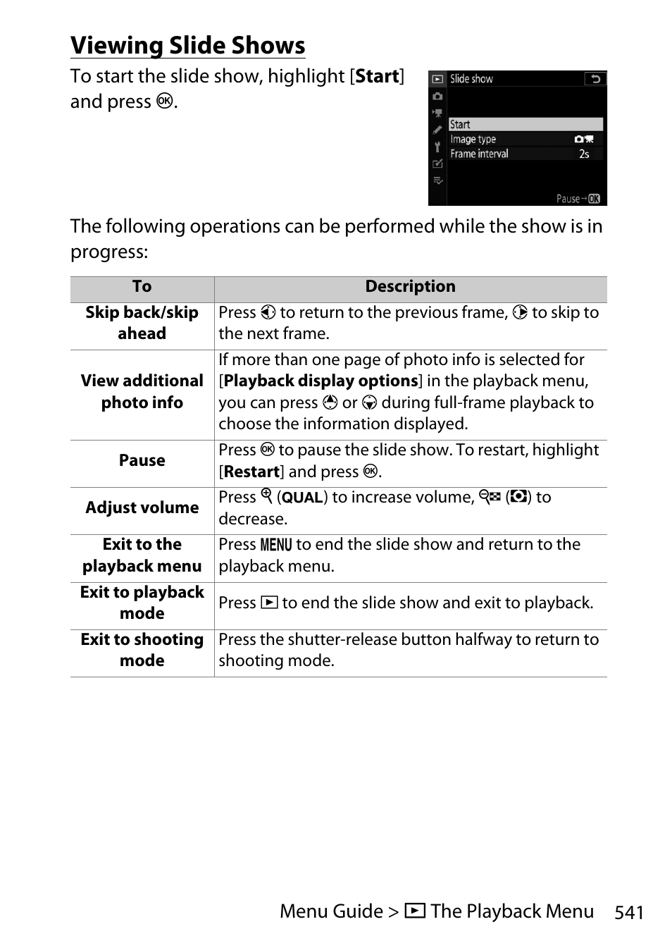 Viewing slide shows | Nikon D780 DSLR Camera (Body Only) User Manual | Page 587 / 944