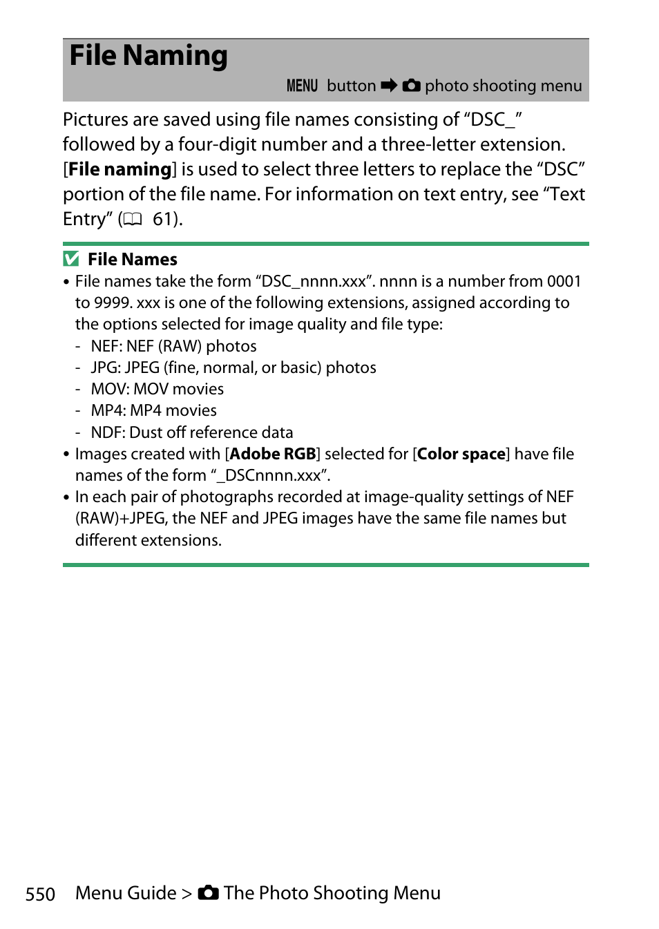 File naming | Nikon D780 DSLR Camera (Body Only) User Manual | Page 596 / 944