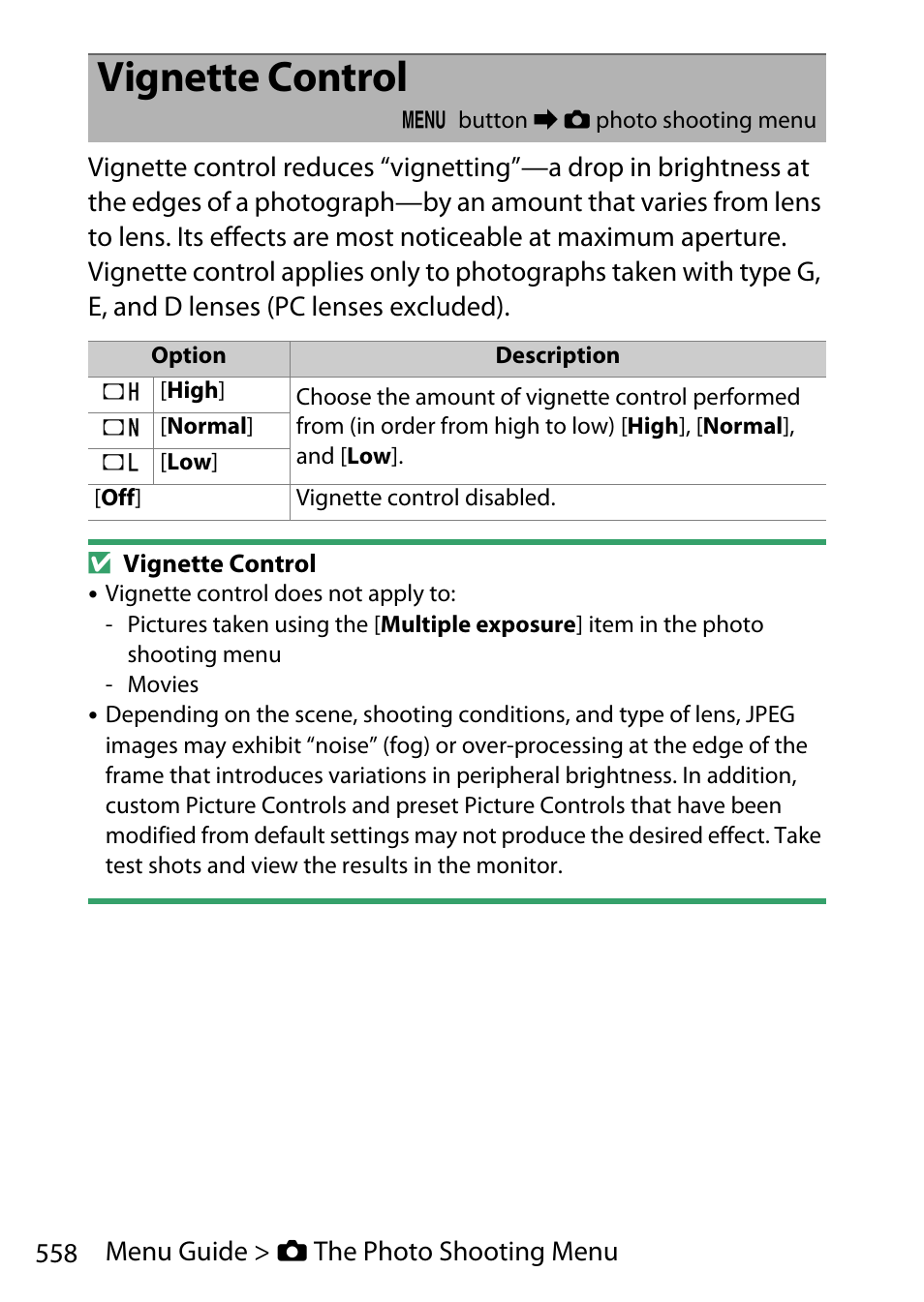 Vignette control | Nikon D780 DSLR Camera (Body Only) User Manual | Page 604 / 944