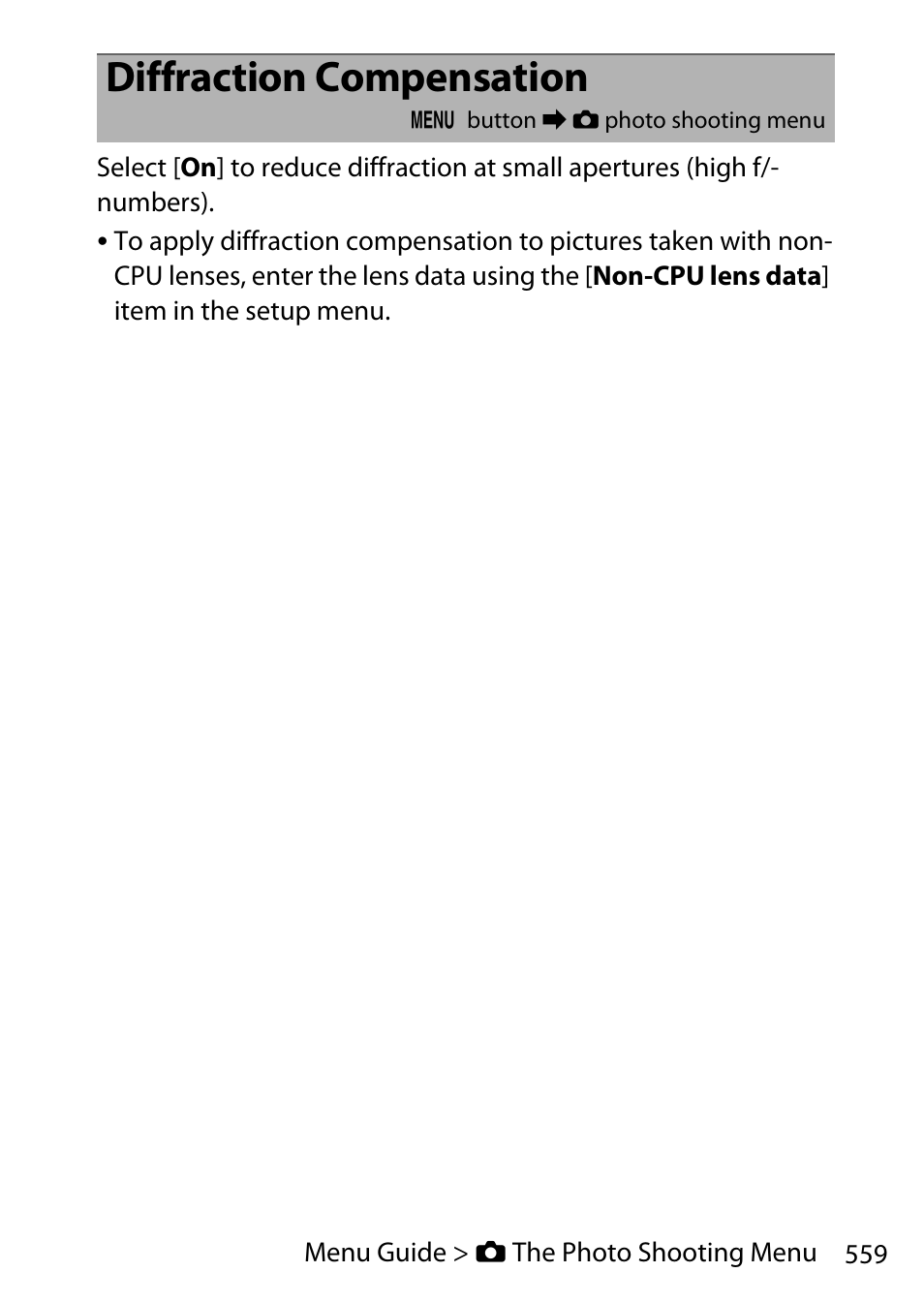 Diffraction compensation | Nikon D780 DSLR Camera (Body Only) User Manual | Page 605 / 944