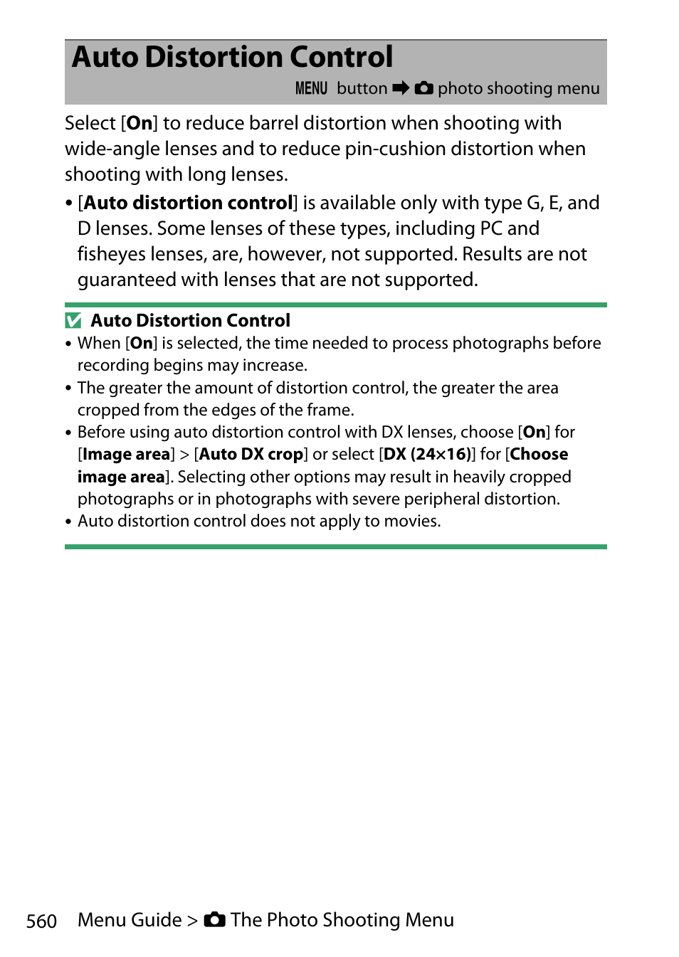 Auto distortion control | Nikon D780 DSLR Camera (Body Only) User Manual | Page 606 / 944