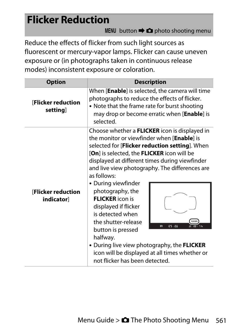 Flicker reduction | Nikon D780 DSLR Camera (Body Only) User Manual | Page 607 / 944