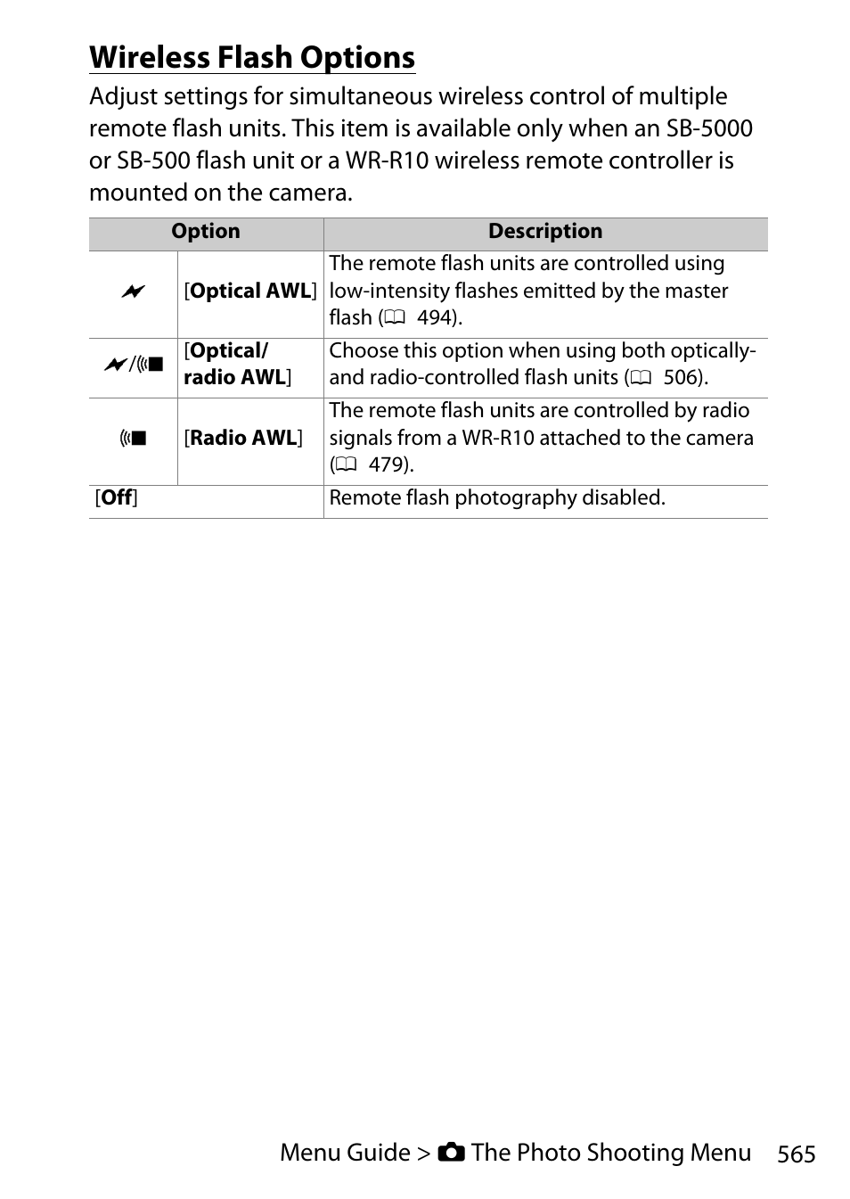 Wireless flash options | Nikon D780 DSLR Camera (Body Only) User Manual | Page 611 / 944