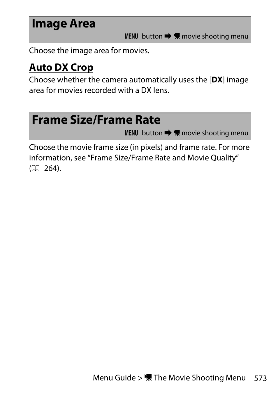 Image area, Auto dx crop, Frame size/frame rate | Nikon D780 DSLR Camera (Body Only) User Manual | Page 619 / 944