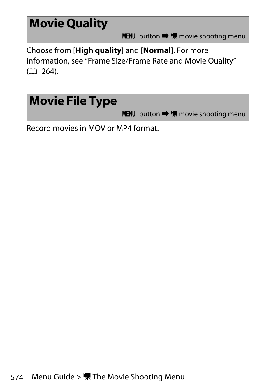 Movie quality, Movie file type | Nikon D780 DSLR Camera (Body Only) User Manual | Page 620 / 944