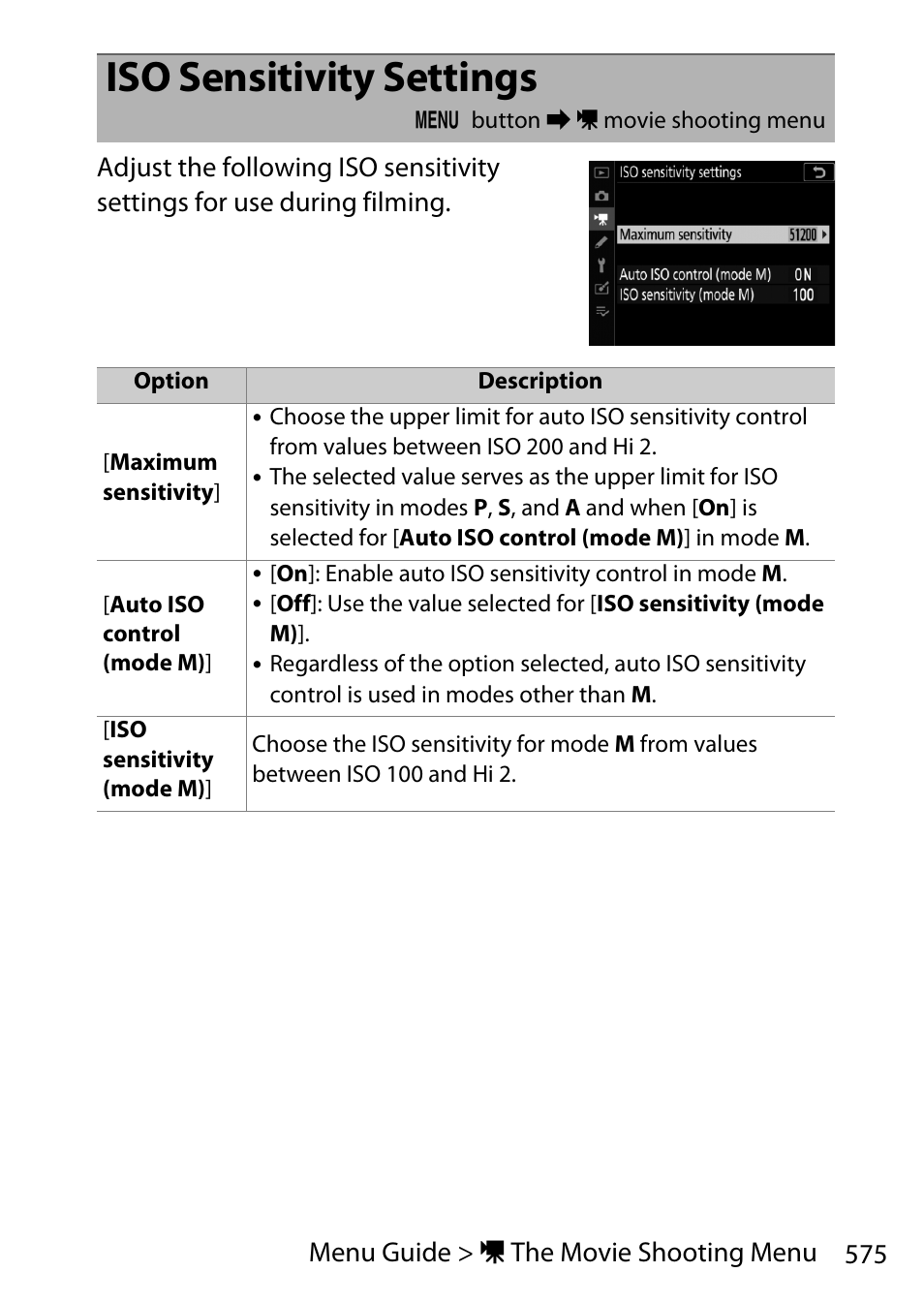 Iso sensitivity settings | Nikon D780 DSLR Camera (Body Only) User Manual | Page 621 / 944