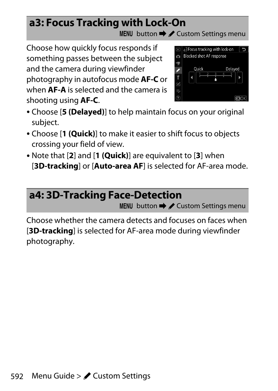 A3: focus tracking with lock-on, A4: 3d-tracking face-detection | Nikon D780 DSLR Camera (Body Only) User Manual | Page 638 / 944