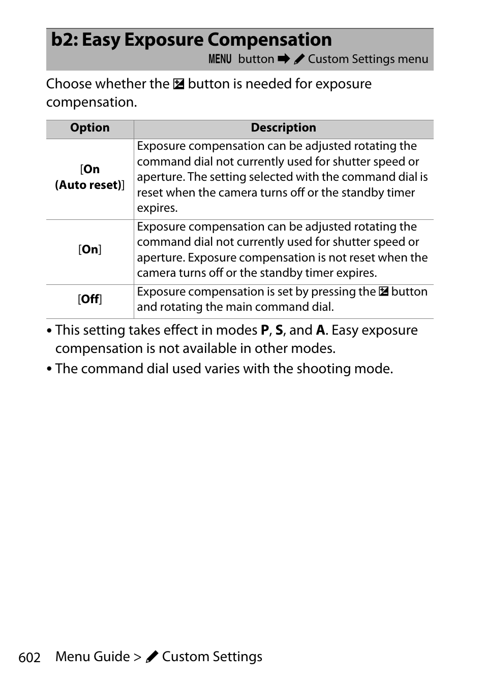 B2: easy exposure compensation | Nikon D780 DSLR Camera (Body Only) User Manual | Page 648 / 944