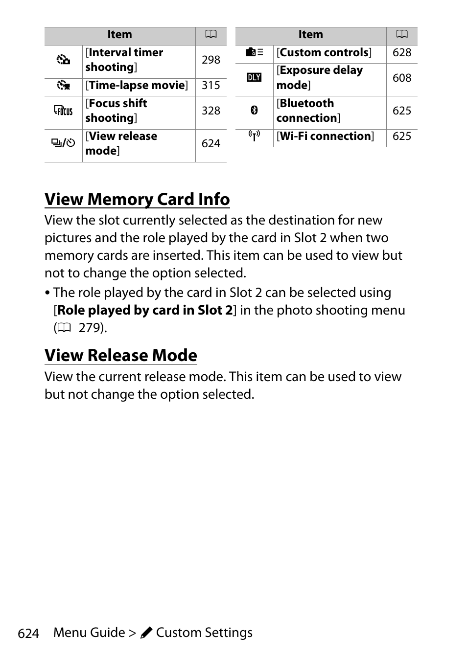 View memory card info, View release mode | Nikon D780 DSLR Camera (Body Only) User Manual | Page 670 / 944