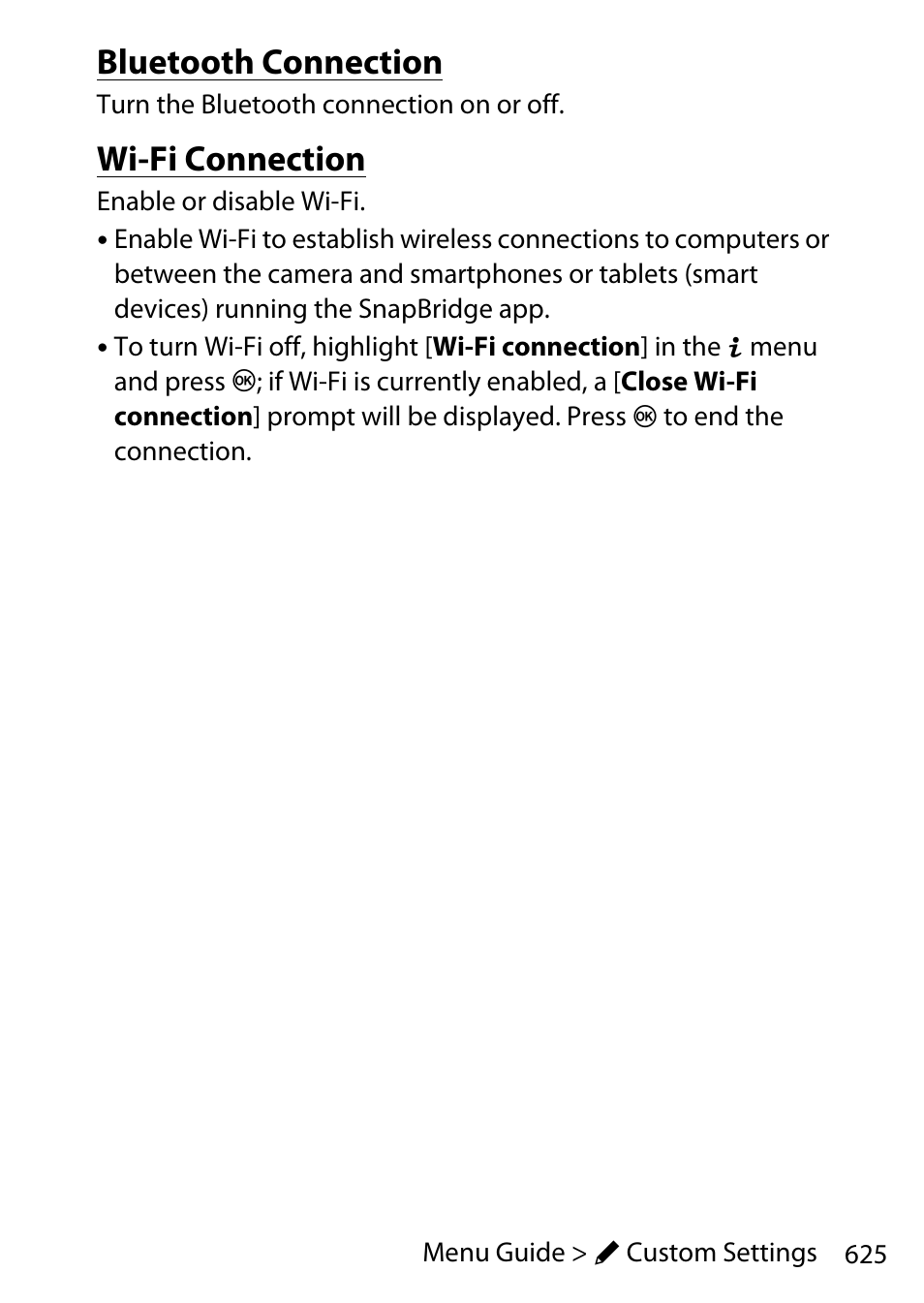 Bluetooth connection, Wi-fi connection | Nikon D780 DSLR Camera (Body Only) User Manual | Page 671 / 944