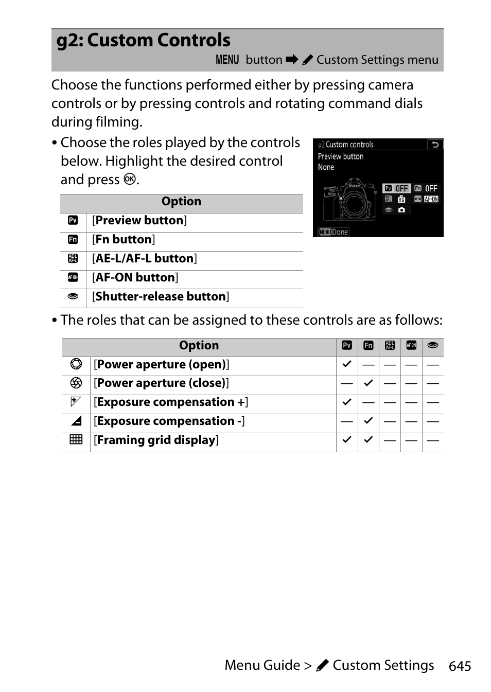 G2: custom controls | Nikon D780 DSLR Camera (Body Only) User Manual | Page 691 / 944