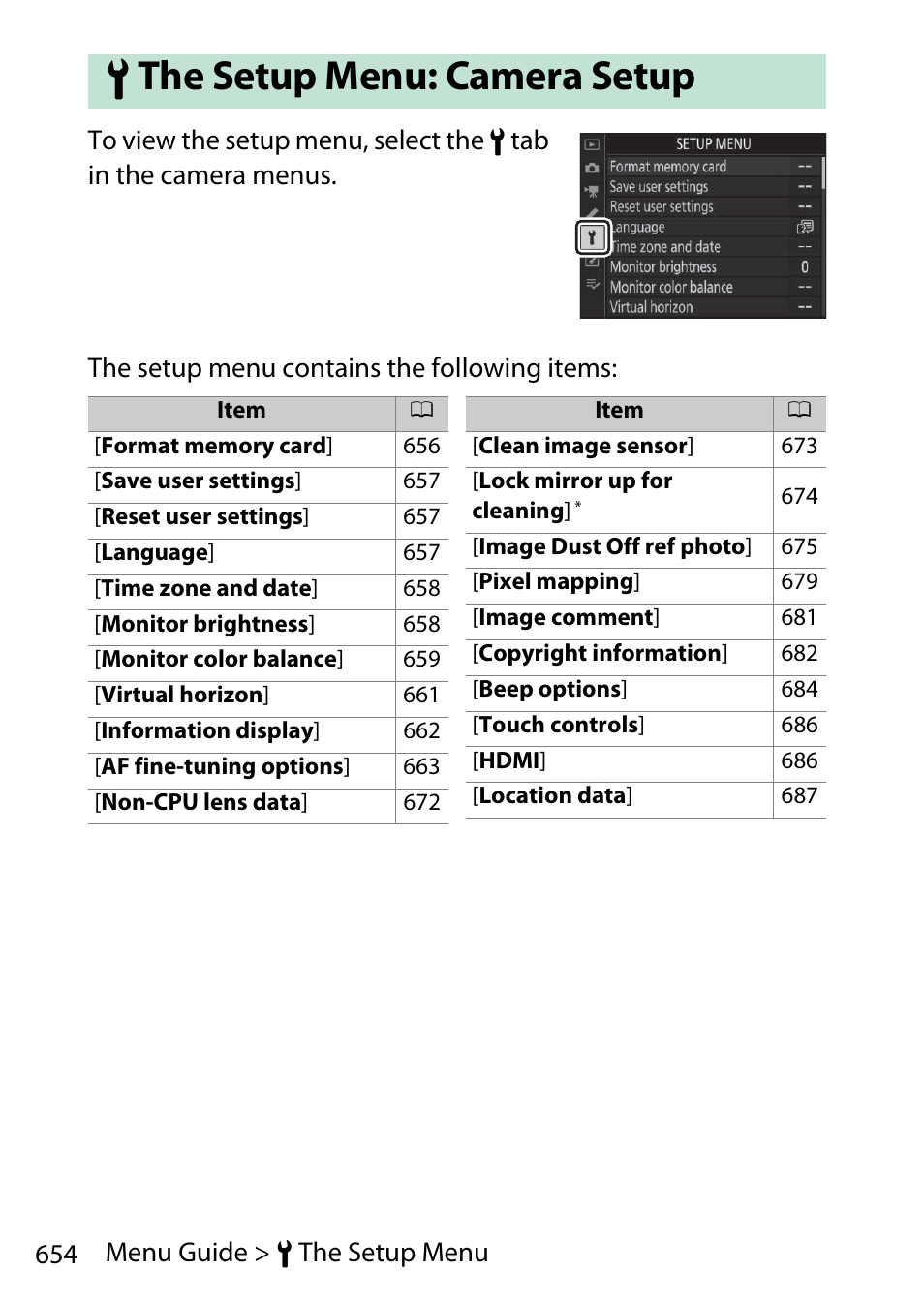 The setup menu: camera setup | Nikon D780 DSLR Camera (Body Only) User Manual | Page 700 / 944