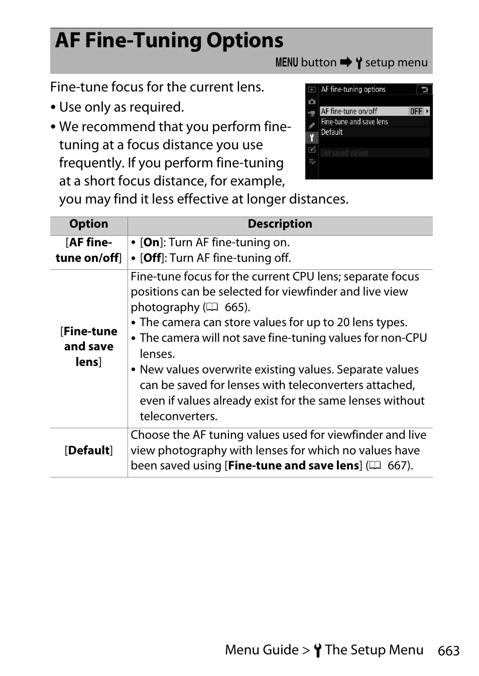 Af fine-tuning options, Use only as required | Nikon D780 DSLR Camera (Body Only) User Manual | Page 709 / 944